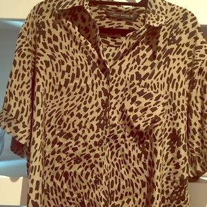 Animal print button down blouse